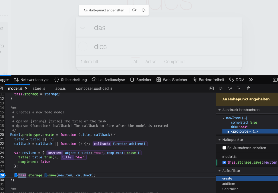 Debugger im Browser