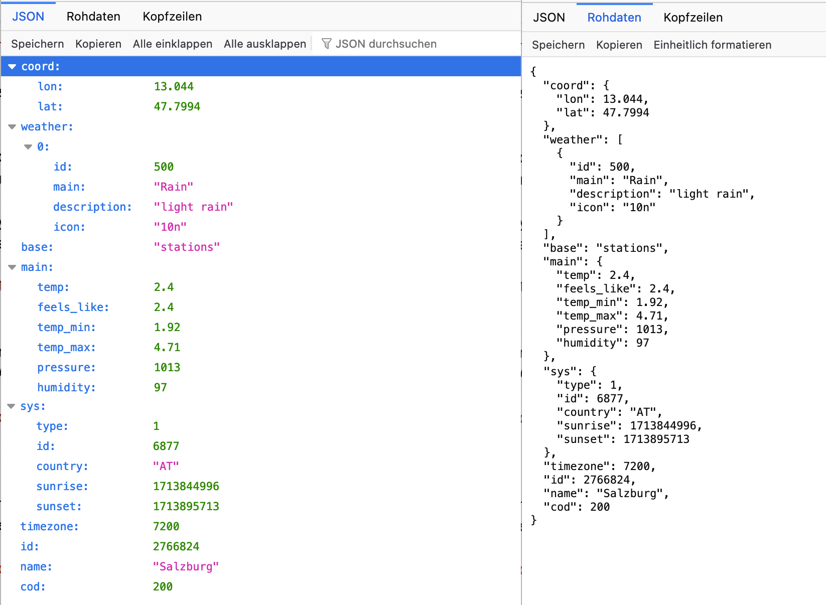 JSON Darstellung in Firefox