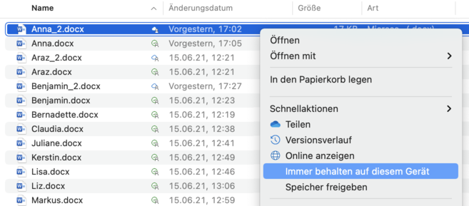 OneDrive Datei soll aus der Cloud geladen werden
