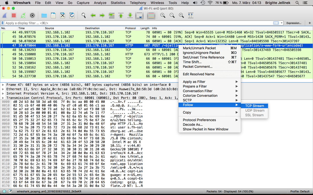 Netzverkehr abhören mit Wireshark